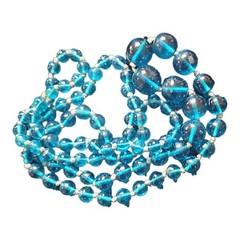 Boho Czech Glass Stunning Blue Vint Cobalt Hand Knotted Opera Length Necklace
