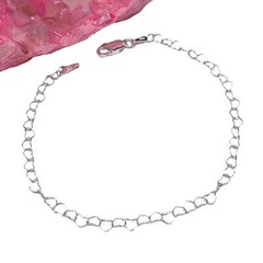 8” Heart Chain Link Bracelet Solid 925 Sterling Silver Dainty Gift Hearts
