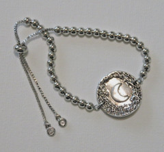 Bolo Style Bracelet with CZs and Moon Link