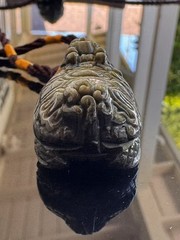 Hand-Carved Gold Sheen Obsidian Dragon Turtle Pendant –One of a Kind Protection