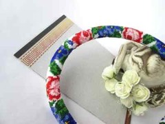 Floral beaded necklace Blossom necklace Roses violets Delicate Bib Beaded choker