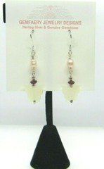 Sterling Silver Natural SNOW JADE Butterfly Long Dangle Earrings…Handmade USA