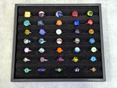 35 Adjustable Glass Rings Handmade Dichroic Mix PLUS Tray Wholesale Resale Lot