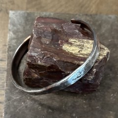 Handmade Slim Men’s Silver Texture Copper Bracelet, 1/4” Handmade Hammered Cuff