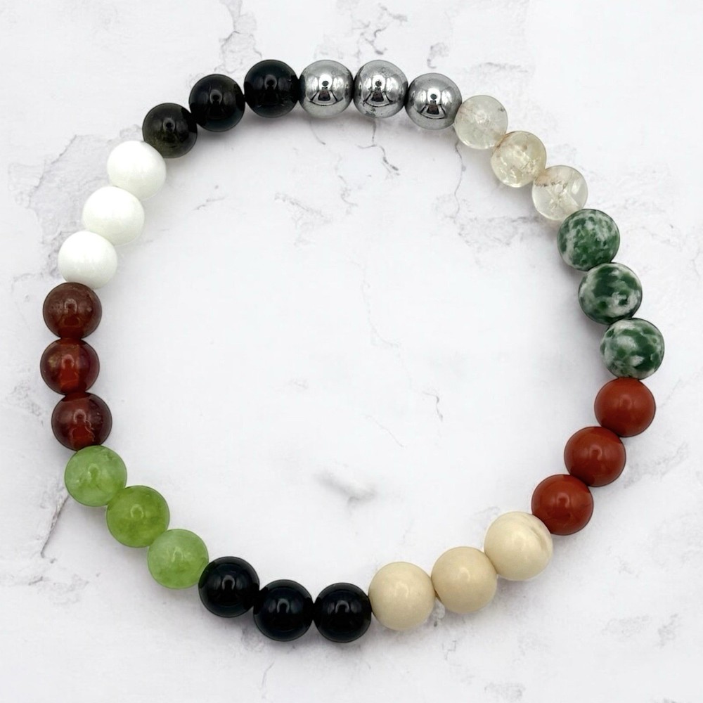 Jasper Citrine Hematite Onyx Jade Garnet Obsidian Stretch Crystal Bead Bracelet