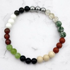 Jasper Citrine Hematite Onyx Jade Garnet Obsidian Stretch Crystal Bead Bracelet