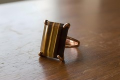 Sterling Silver Tiger Eye Ring Handmade Rectangle Gemstone Lightweight Fit