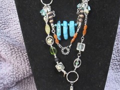 Handmade  layered 24 inch  adjustable necklace 27 1/2 total gemstones