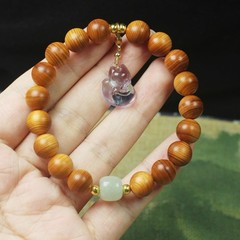 Taihang Aged High-Oil Cypress 10mm Bead Bracelet with Fox Pendant Yoga Bracelet