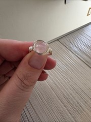 Handmade Silver-Plated Wire-Wrap Ring with Rose Quartz | Size 8