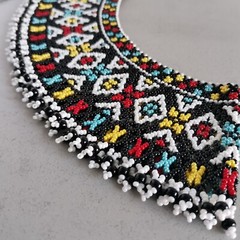 Traditional ethnic ukrainian wide seed bead necklace collar SYLYANKA Ukraine