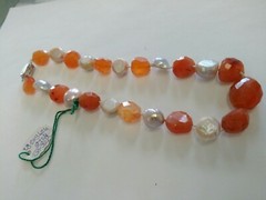 15.5in 13-21mm 230.3ct Orange Carnelian And Pearl Necklace