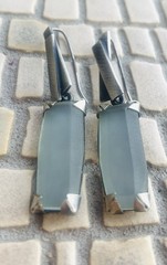 Terri Logan Quartz Oxidized Sterling French Wire Earrings