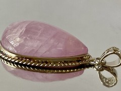 42mm»Precious Gems/AAAA»~ Lavender LILAC KUNZITE Sterling Silver Pendant I1402