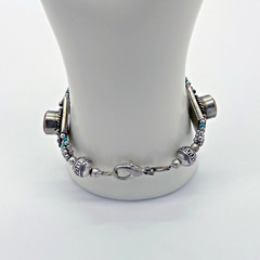Artisan Tibetan Silver Nepalese Amber Bracelet Ornate Showstopper Exotic Glam