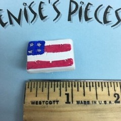 Small Flag Pin Brooch Folk Art Red White Blue Silver Patriotic