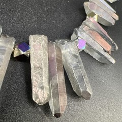 Vintage Sterling Silver Angel Aura Quartz Crystal Necklace 20” Collar Bib 119g