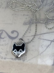 A&J HARVEY Mexico Handmade 925 Ster & Enamel HUSKY DOG Pendent 20” Necklace 3.7g