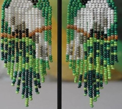 Tribal Earrings Native Large Boho American Seed Beads Handmade Earring