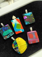 Clearance On 5 Hand Crafted Fused Glass Pendants Clearance #1487