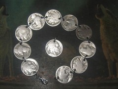REAL SOUTHWEST AMERICAN INDIAN BUFFALO NICKEL COIN ANKLE BRACELET SET