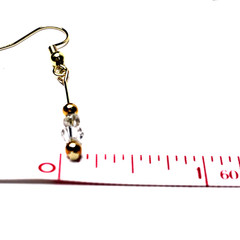 Earrings: 1.75in Bi-cone Glass w/ Gold Plated Accent Beads Dangle/ Drop