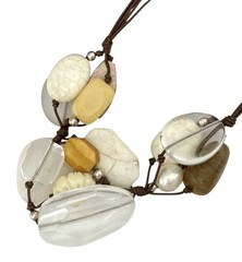 SILPADA Sterling Silver MULTI GEMSTONE CLUSTER 4 Strand Leather Necklace~#N2201
