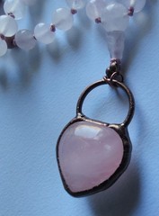 Mala 108 Beads, Rose Quartz & Rhodonite with pendant hand knotted Mala Necklace