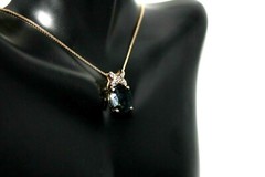 Vintage Gold Vermeil 925 Sterling Silver Dark Blue Sapphire X Pendant Necklace