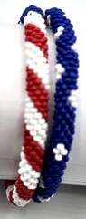 24 PCS WHOLESALE NEPAL Glass Seed Bead American Flag Beaded Crochet Bracelets