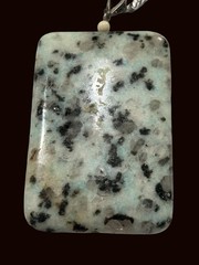 2-1/4” Sesame Jasper Gemstone Carved Rectangle Pendant on 20″ Flat Curb Chain