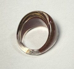Artisan Glass Ring 7.5 Made in India Brown with Gold Flakes