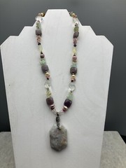 Multicolor Gem & Cultured Pearl Sterling Silver, 18-19” Necklace