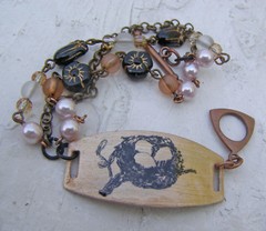 Bird Nest Egg Nature Inspired Multi Strand Flower Chain Bead Bracelet Artisan