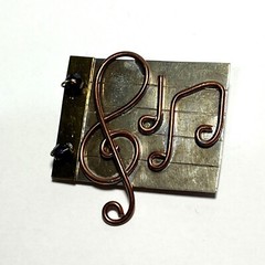 Copper Wire Musical Note Lapel Pin Brooch