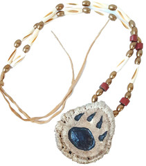 Caribou Horn Antler Burr Leather Trade Bead Handmade Necklace Cougar Paw Print