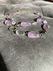 Genuine Ametrine Stone necklace. Faceted. Brass Chain Necklace. Rare.