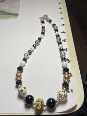 Artisan Handcrafted Art Deco Lampwork Glass Jewelry Amber fromChaos Necklace #9