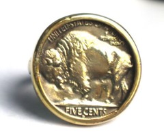 US 1937 Buffalo Nickel Five Cents Coin Ring Bronze Frame #6 free resizing 21mm