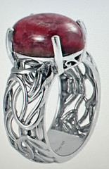 Natural Norwegian Thulite Solitaire Ring in Platinum Over Sterling Silver 5.75 c