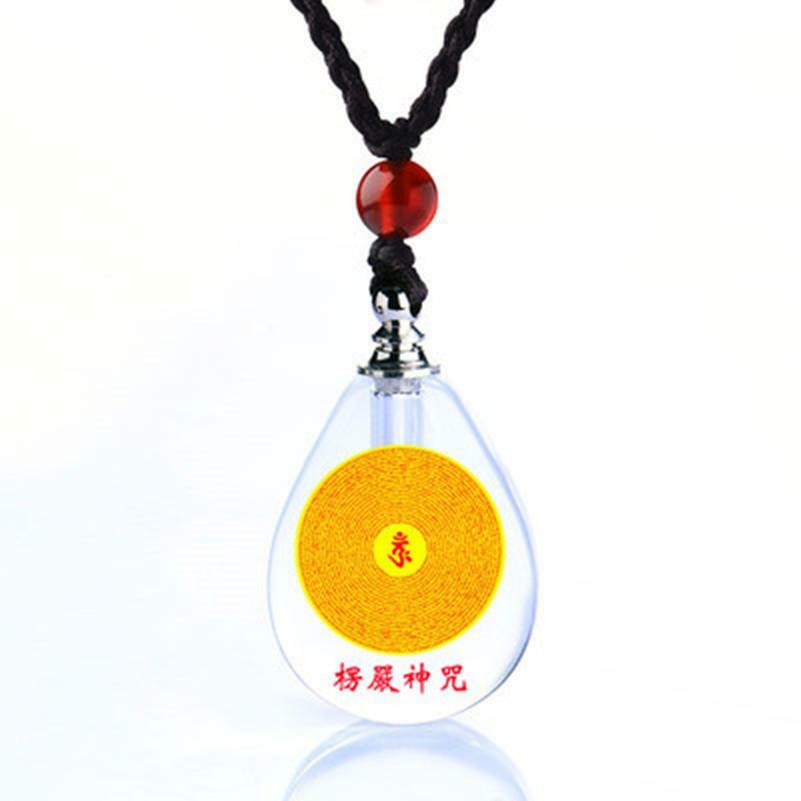 Crystal Bottle Pendant Tibetan Buddhist Green Tara Talisman Necklace –