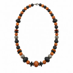 Tribal Boho 28″ Wood Bead Necklace Brown Black Botanical Harvest Philippines