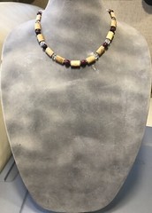 Handmade Necklace of Brown and Purple Magnesite Gemstone Beads with Czech Glass