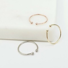 10k Solid Gold Stackable Cuff Ring, Yellow White Rose Open Ball Cuff Rings