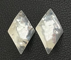 Sterling Slver 925 Earrings STGPJ Rhombus Shape Modernist Abstract Hammered
