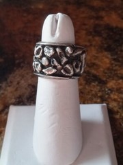 Silver Nugget Wide Band Ring Hallmarked BG Handmade and Unusual Size 7