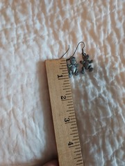 Jointed Pewter Teddy Bear Earrings NWOT sold @ moms farm market metal hook style