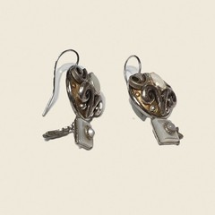 Michal Golan Filigree Mother of Pearl Drop Earrings Signed
