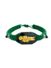 St. Jude Reversible Corded Adjustable Green Gold Pleated Bracelet Judas Pulsera