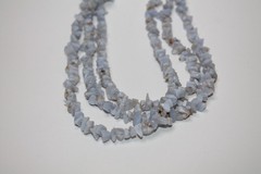 Blue Lace Agate Chip necklace 3 strand sterling silver clasp